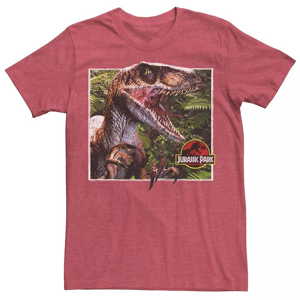 Men's Jurassic Park Raptor Coming Out Of Forest Graphic Tee, Size: Large, Royal Grey Product Image