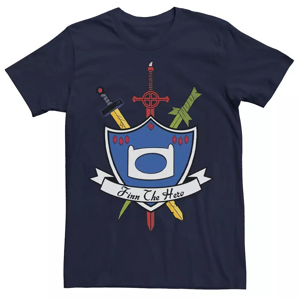 Men's Adventure Time Finn The Hero Sword And Shield Banner Tee, Size: 3XL, Athletic Grey Product Image