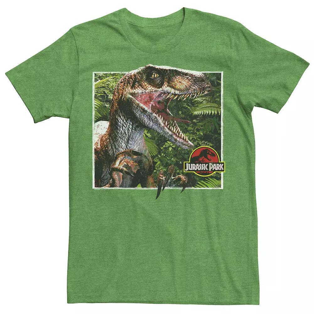 Men's Jurassic Park Raptor Coming Out Of Forest Graphic Tee, Size: Large, Royal Grey Product Image