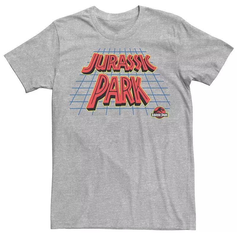 Men's Jurassic Park Tilted Grid Logo Tee, Size: XL, Silver Product Image