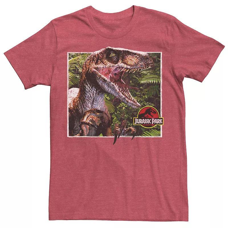 Men's Jurassic Park Raptor Coming Out Of Forest Graphic Tee, Size: Large, Royal Grey Product Image