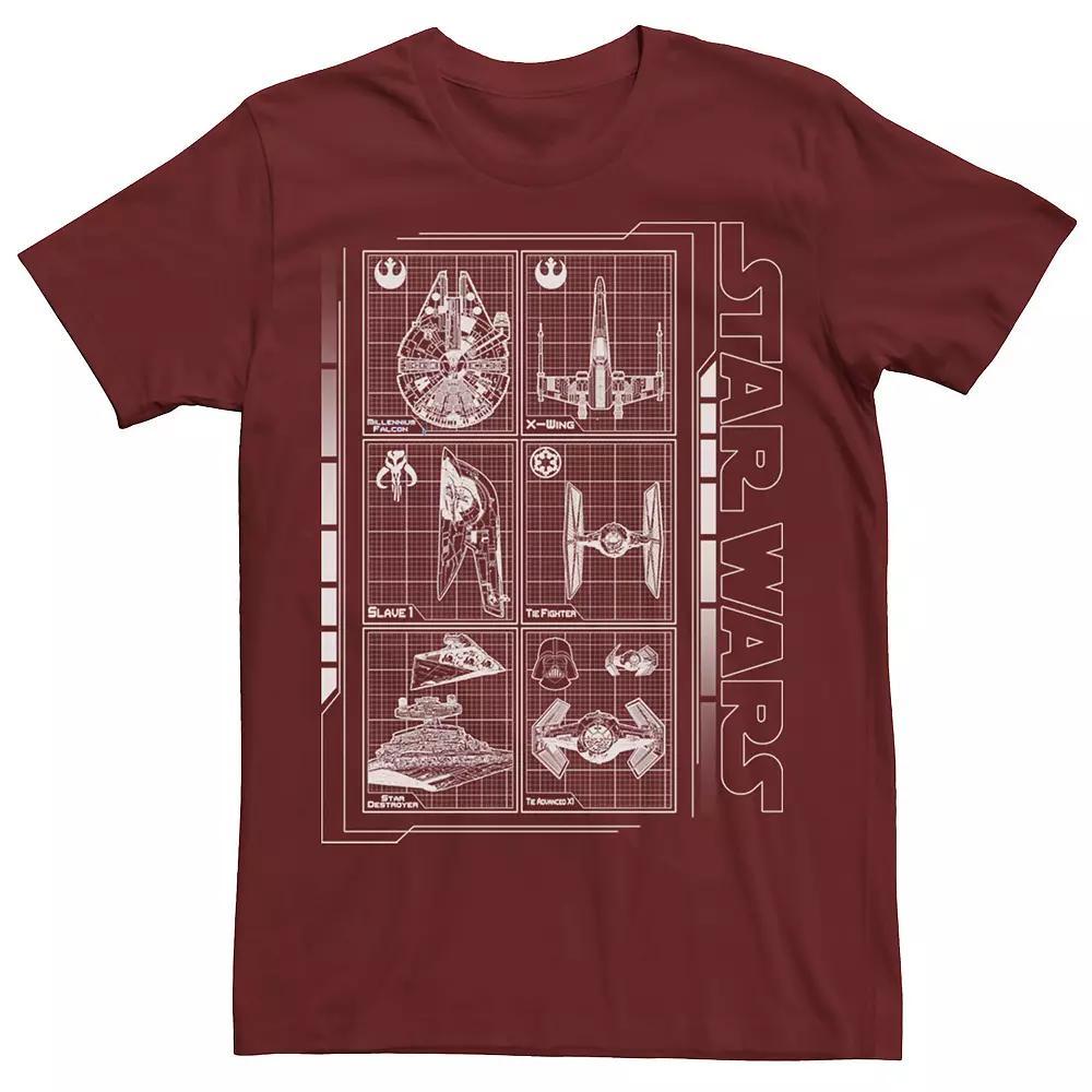 Men's Star Wars Battle Ships Schematic Tee, Size: Large, Red Product Image