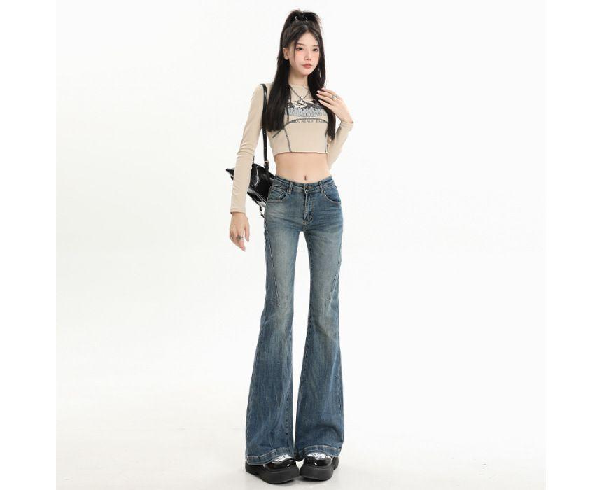 Mid Rise Washed Flared Jeans (Various Designs) Product Image