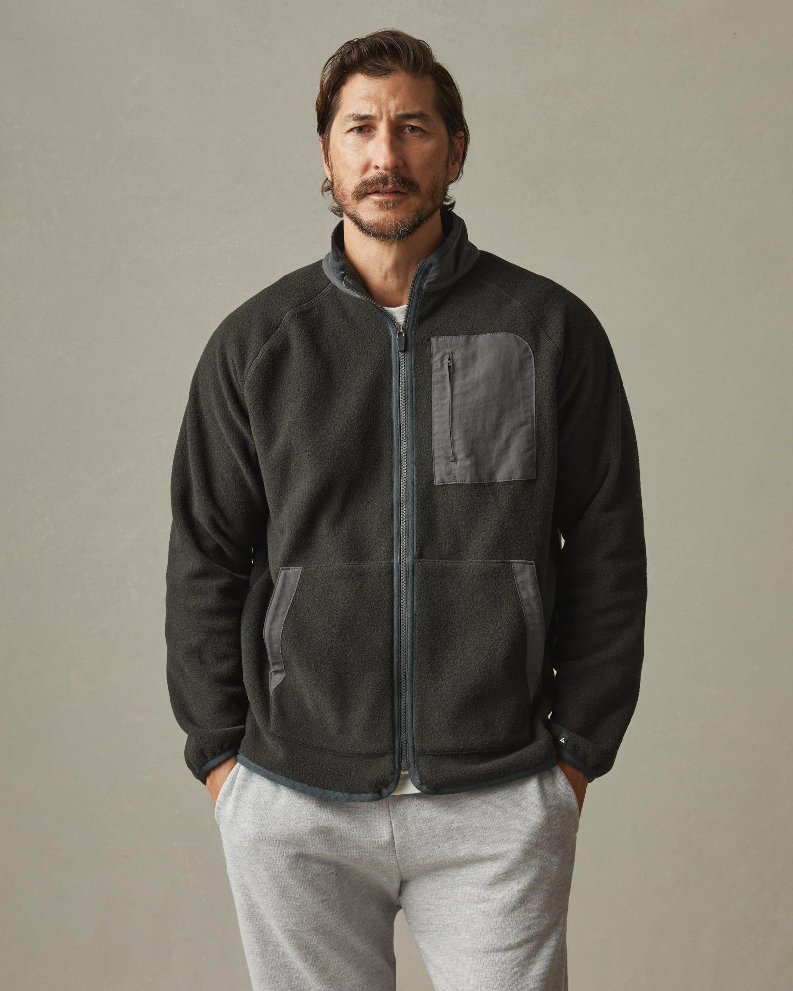 Men's Active Fleece Full Zip - Vintage Black Male Product Image