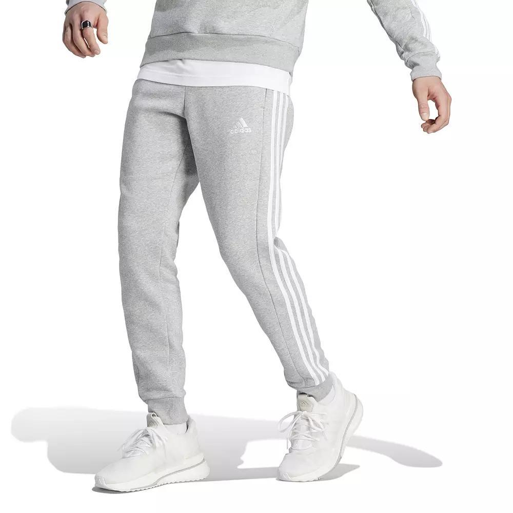 adidas Mens adidas Essentials 3-Stripes Fleece Tapered Cuff Pants - Mens Medium Grey Heather Product Image