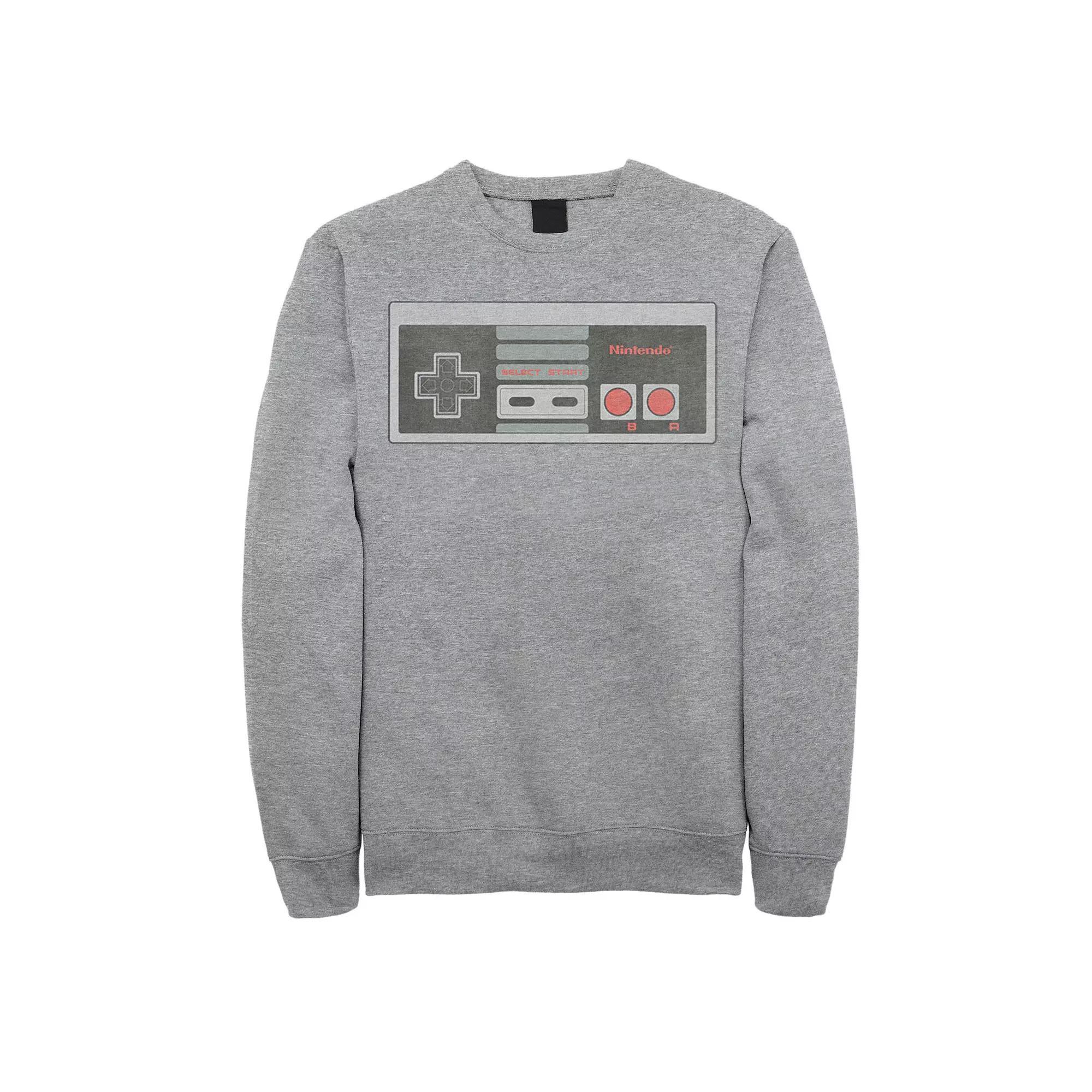 Big & Tall Nintendo NES Controller Distressed Image Graphic Fleece Pullover, Men's, Size: XXL Tall, Athletic Grey Product Image