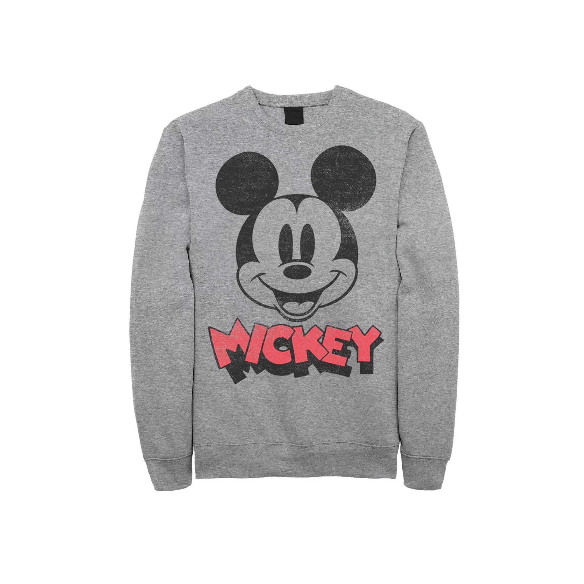 Disney's Mickey & Friends Big & Tall Mickey Big Face Logo Fleece Sweatshirt, Men's, Size: XL Tall, Athletic Grey Product Image