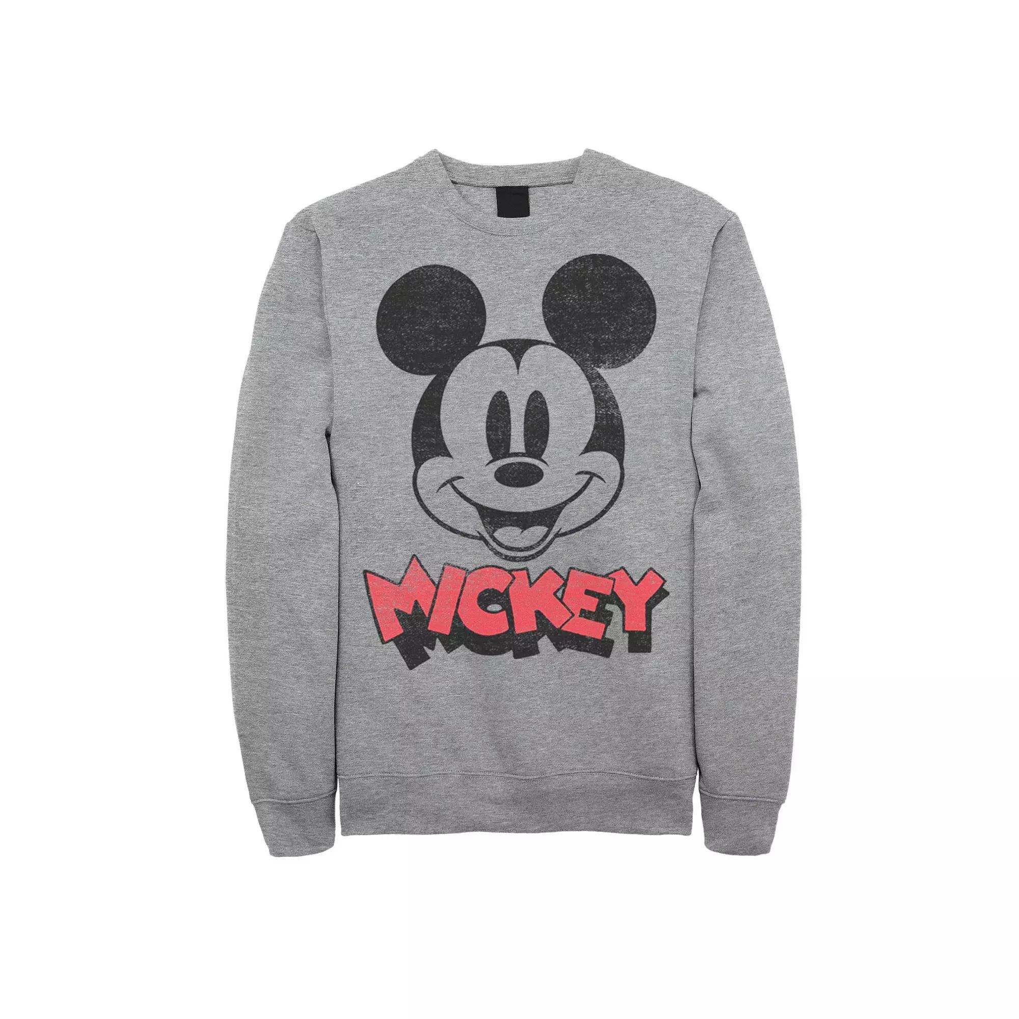 Disney's Mickey & Friends Mickey Big Face Logo Men's Sweatshirt, Size: Small, Athletic Grey Product Image