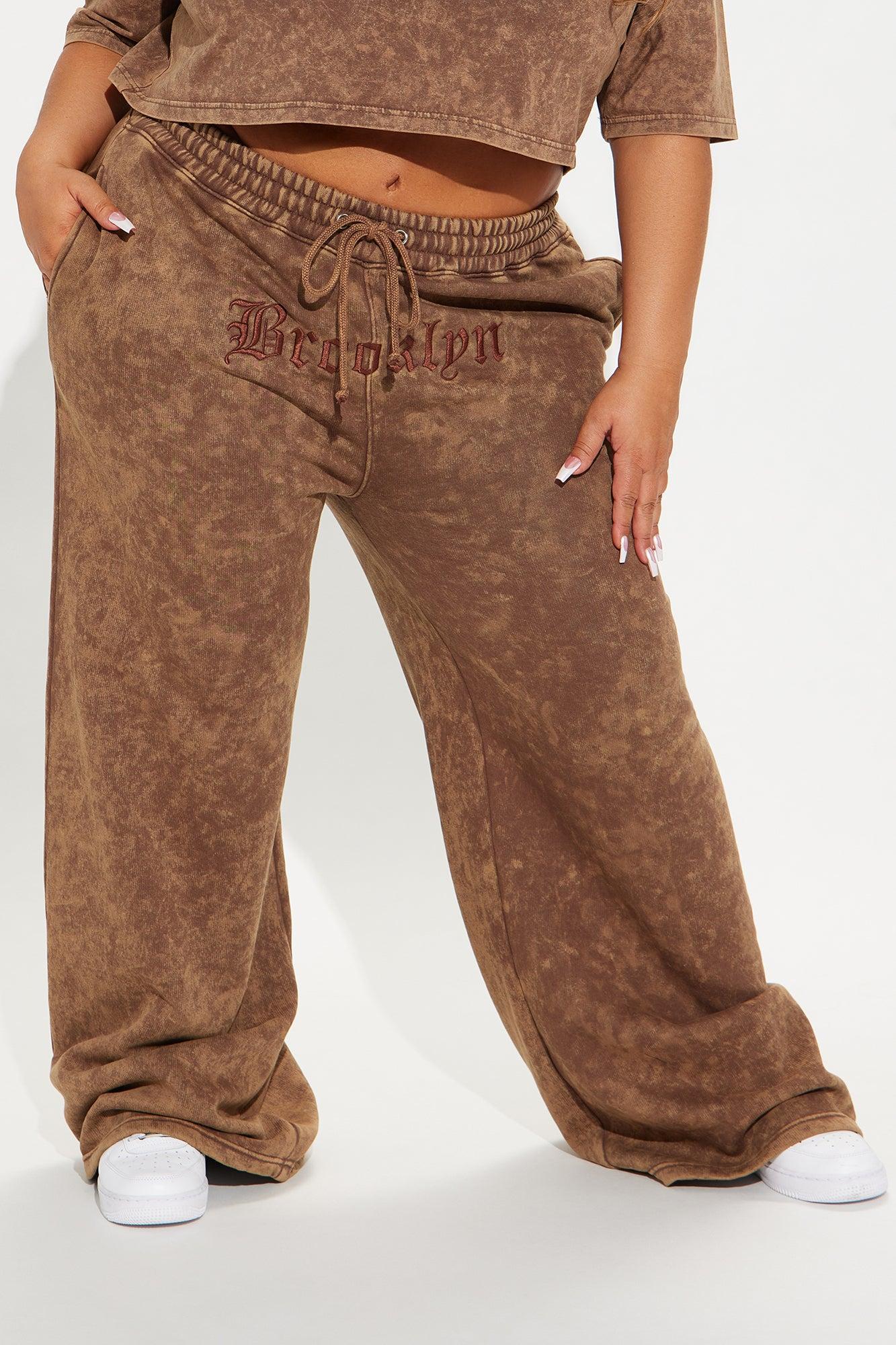 The Brooklyn Way Washed Wide Leg Pant - Brown Combo Product Image