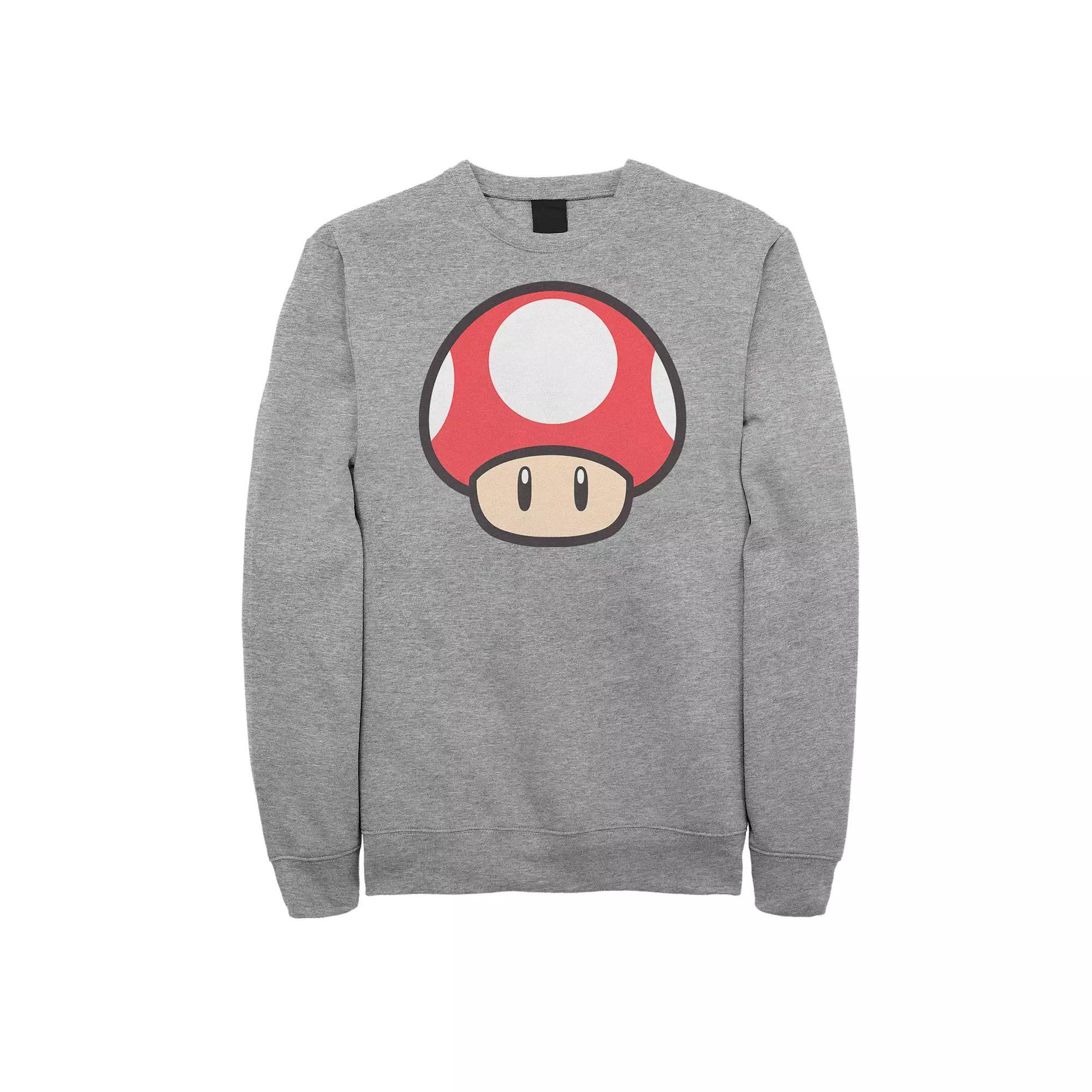 Men's Nintendo Mushroom Power Up Sweatshirt, Size: XXL, Athletic Grey Product Image