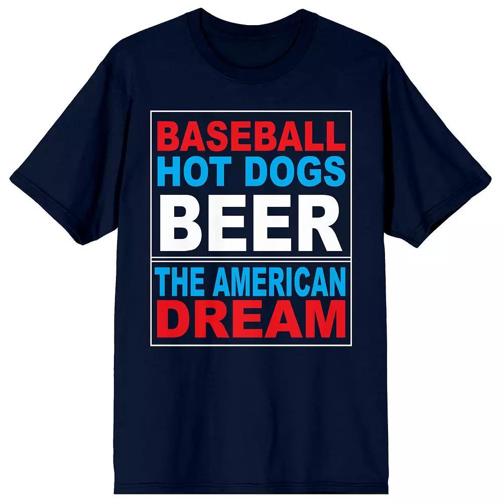Men's Americana Baseball Hot Dogs Graphic Tee, Size: Small, Blue Product Image