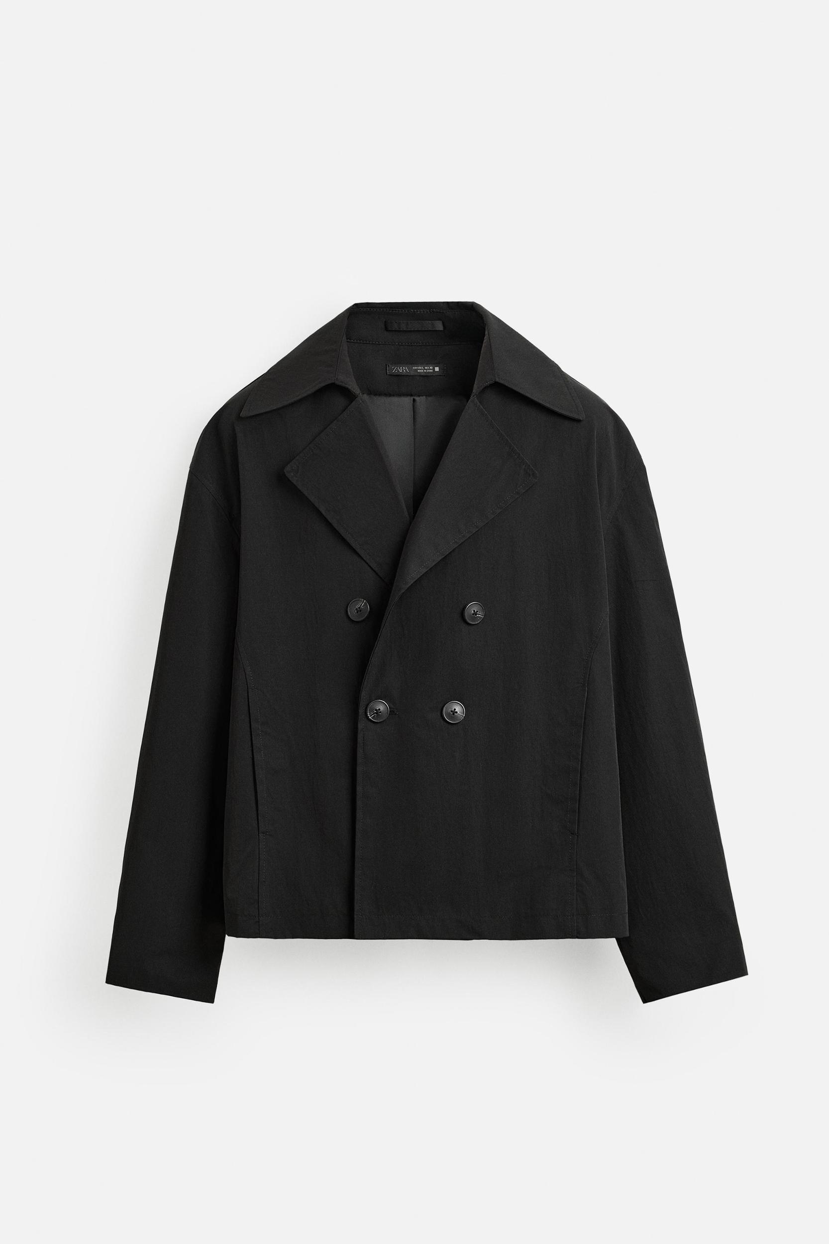 SHORT TECHNICAL FABRIC TRENCH COAT Product Image
