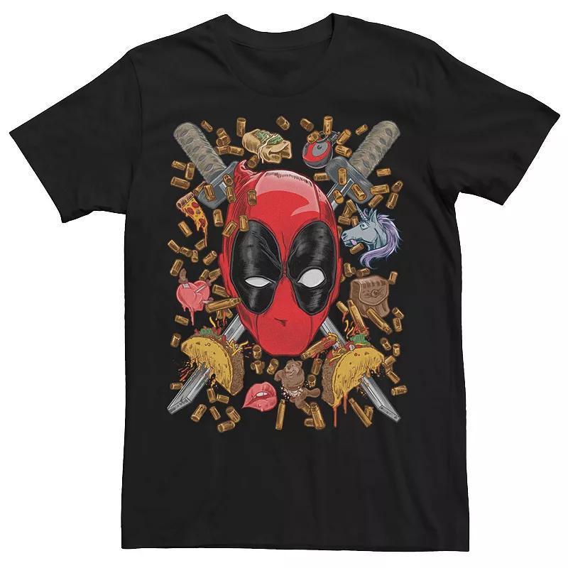 Men's Marvel Deadpool Crossed Swords Favorite Things Tee, Size: Large, Black Product Image