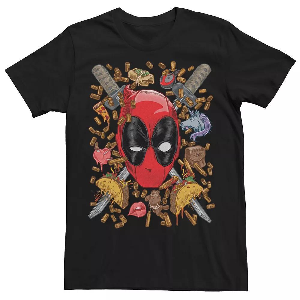 Men's Marvel Deadpool Crossed Swords Favorite Things Tee, Size: Large, Black Product Image