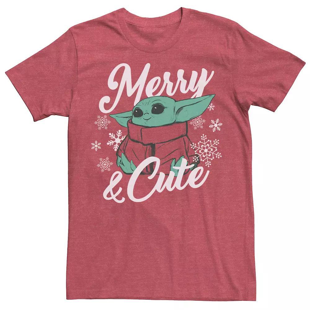 Men's Star Wars The Mandalorian Christmas The Child Merry & Cute Tee, Size: Large, Red Grey Product Image