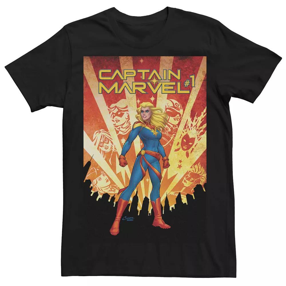 Mens Captain Marvel Sunset Comic Cover Tee Product Image