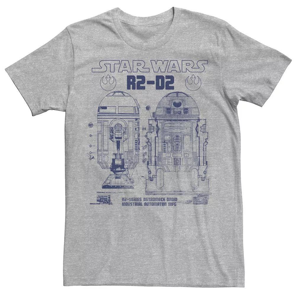 Men's Star Wars R2-D2 Astromech Droid Schematic Tee, Size: XXL, Athletic Grey Product Image
