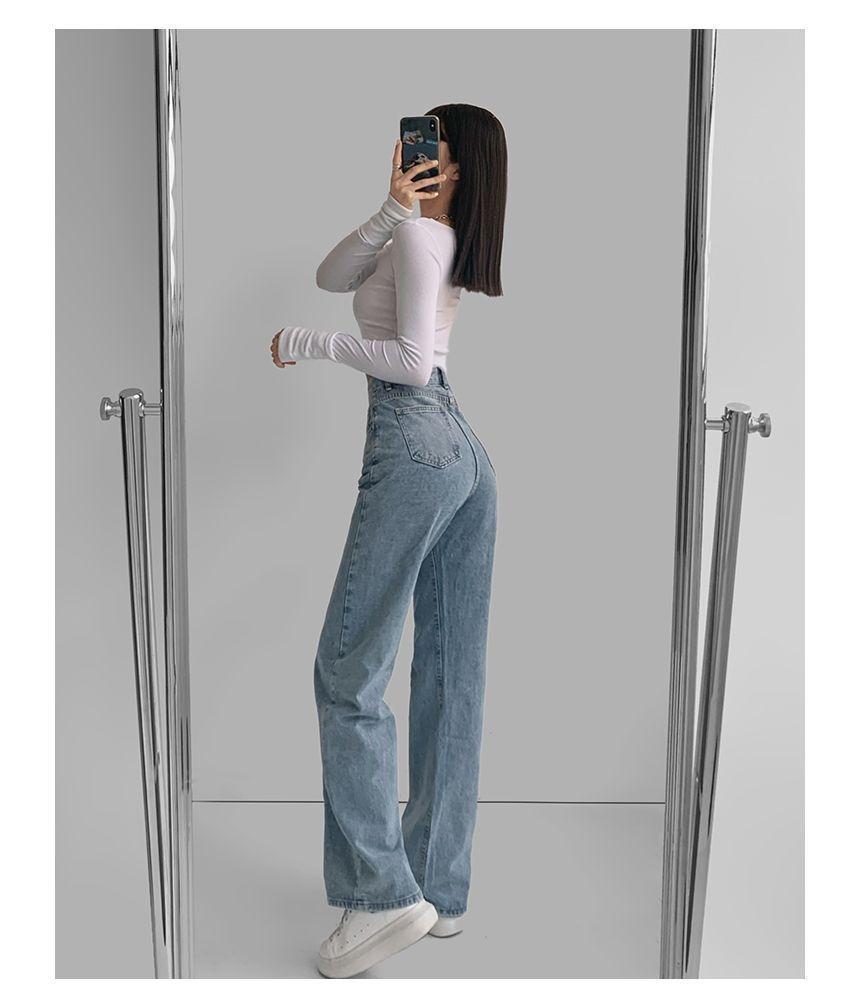 High Rise Asymmetrical Loose Fit Jeans (Various Designs) Product Image