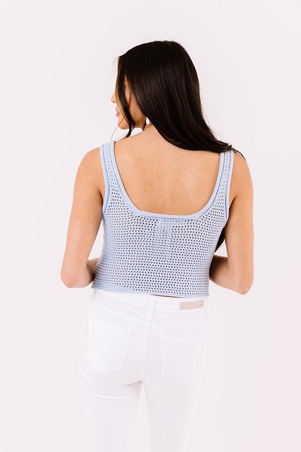 Beach Daydream Knit Crop Top In Sky Blue Product Image