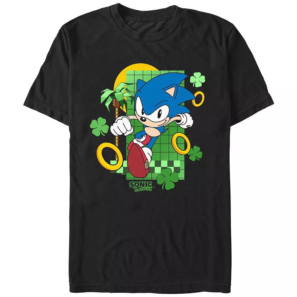 Men's Sonic The Hedgehog Running Rings Graphic Tee, Size: XXL, Black Product Image