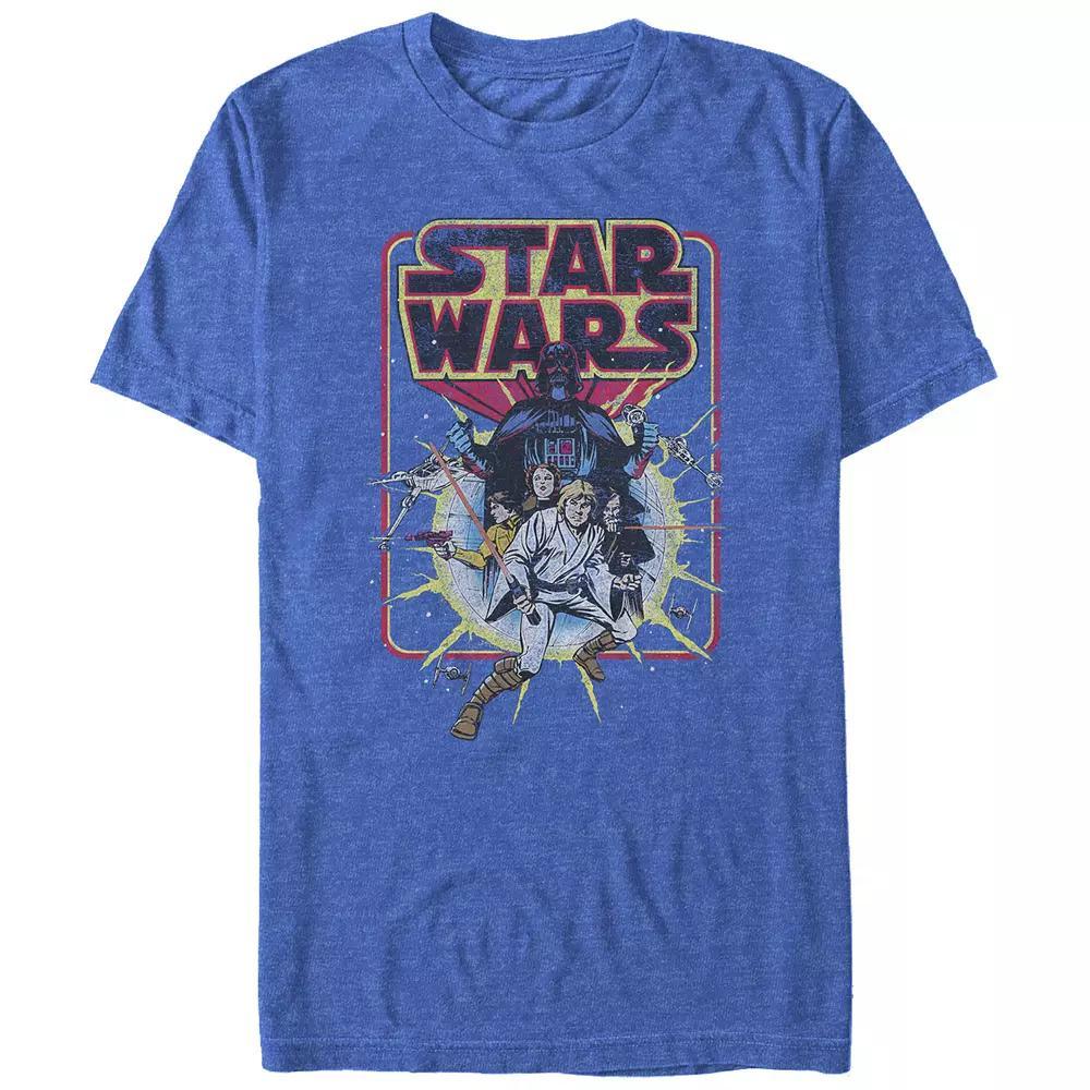 Big & Tall Star Wars Old School Poster Graphic Tee, Men's, Size: 4XL Tall, Royal Grey Product Image