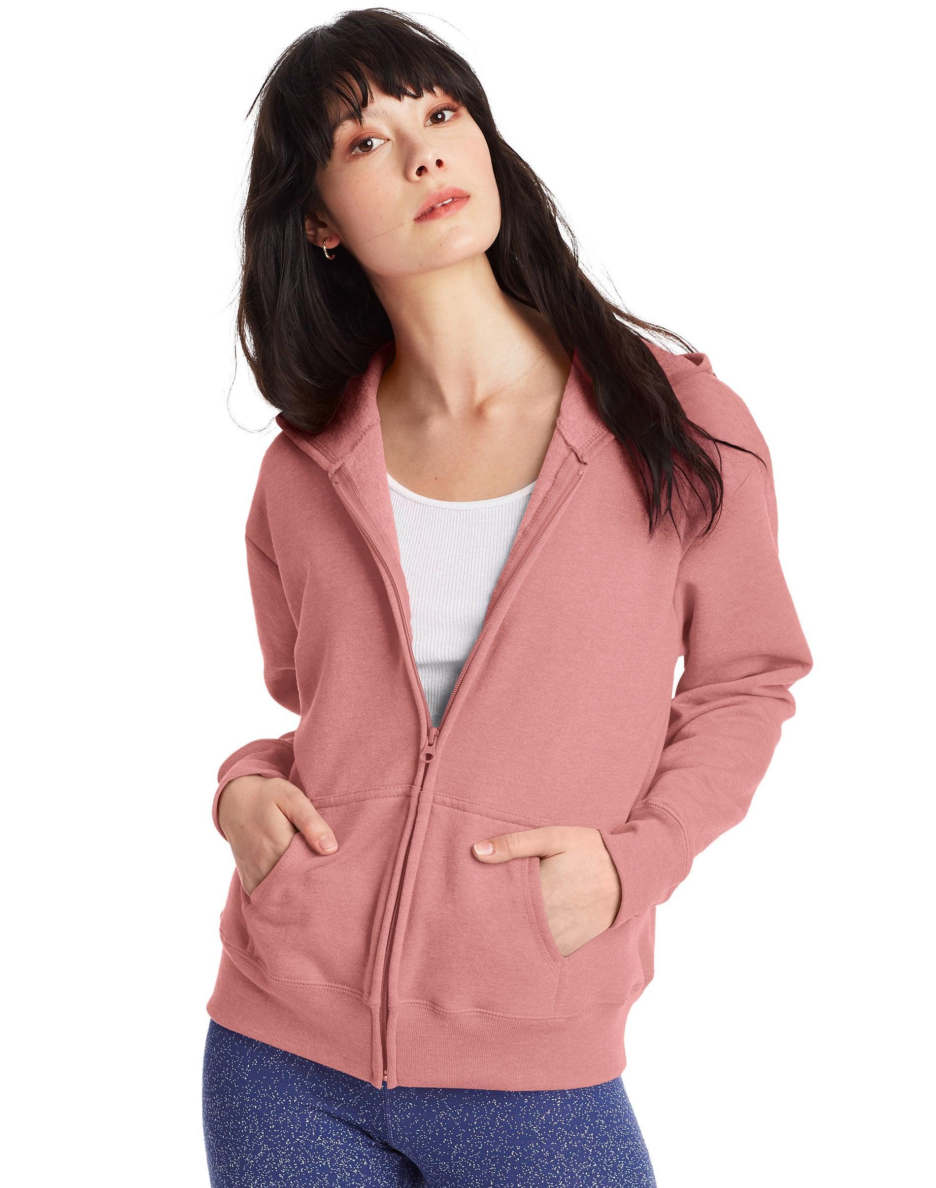 Hanes EcoSmart Womens Full-Zip Fleece Hoodie White S Product Image