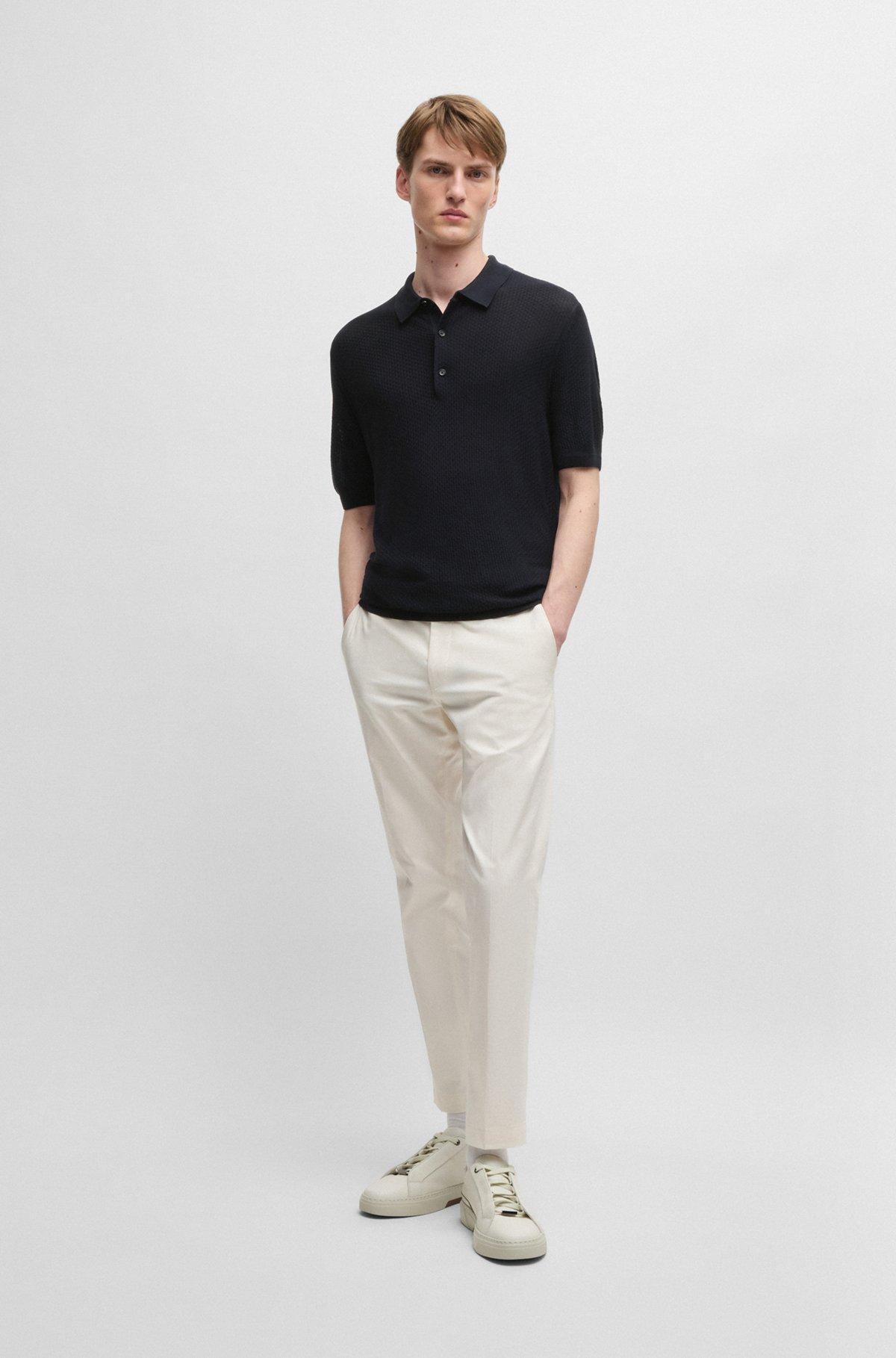 Mixed-structure knit polo in silk Product Image