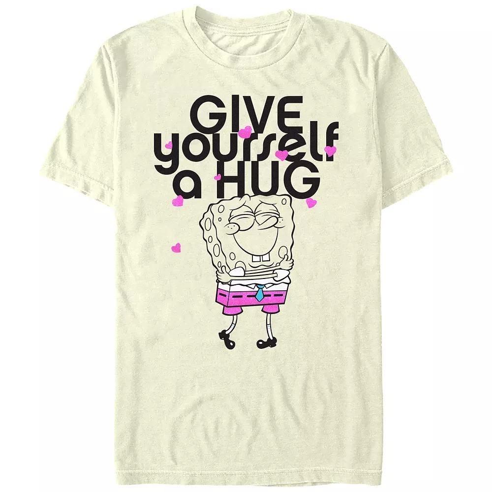 Juniors' SpongeBob Squarepants Give Yourself A Hug Boyfriend Graphic Tee, Women's, Size: Medium, Natural Product Image