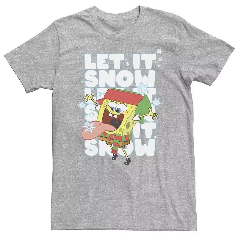 Big & Tall Nickelodeon SpongeBob SquarePants "Let It Snow" Tee, Men's, Size: 3XL Tall, Athletic Grey Product Image