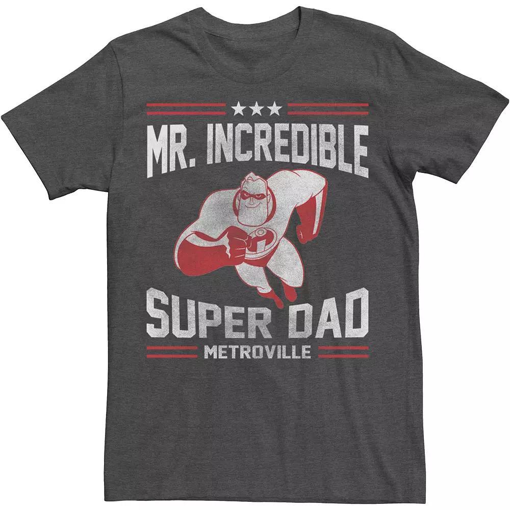 Big & Tall Incredibles Sporty Super Dad Fathers Day Text Tee, Men's, Size: Large Tall, Grey Heather Product Image