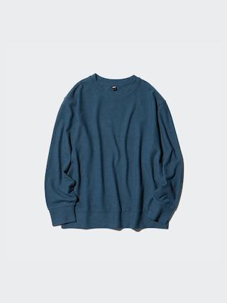 Womens Soft Knitted Fleece T-Shirt Long Sleeve Blue 2XS UNIQLO US Product Image