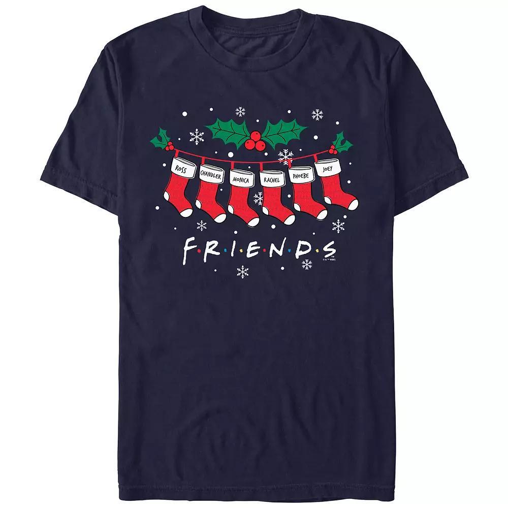 Men's Friends Christmas Stockings Graphic Tee, Size: Small, Blue Product Image