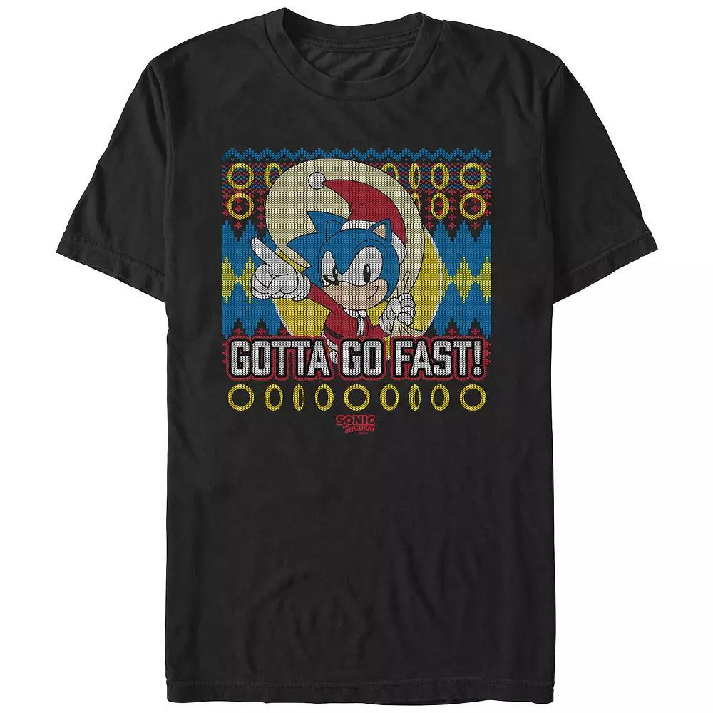 Men's Sonic Santa Claus Gotta Go Fast Graphic Tee, Size: Medium, Black Product Image
