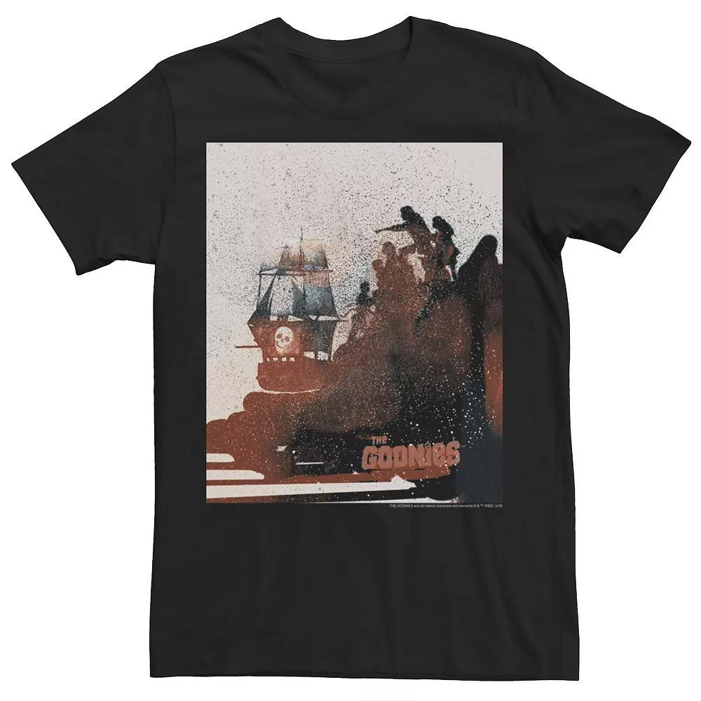 Men's The Goonies Spray Painted Group Shot And Ship Poster Tee, Size: Medium, Black Product Image