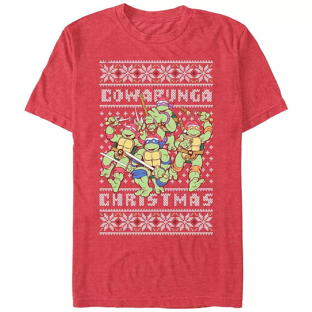 Men's Teenage Mutant Ninja Turtles Cowabunga Christmas Graphic Tee, Size: XL, Red Grey Product Image