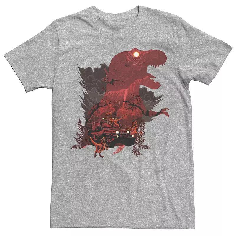 Men's Jurassic Park T-Rex Red Safari Collage Graphic Tee, Size: XXL, Red Grey Product Image