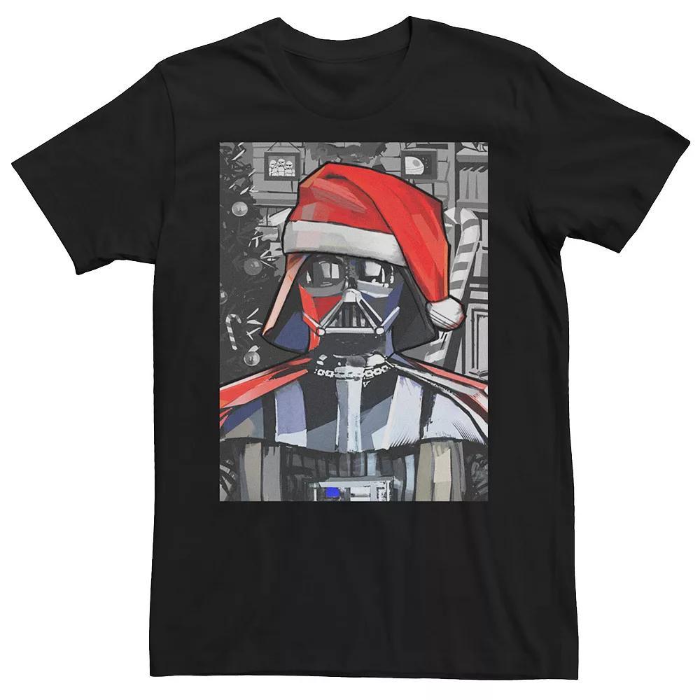 Men's Star Wars Darth Vader Santa Hat Christmas Painting Poster Tee, Size: XXL, Black Product Image