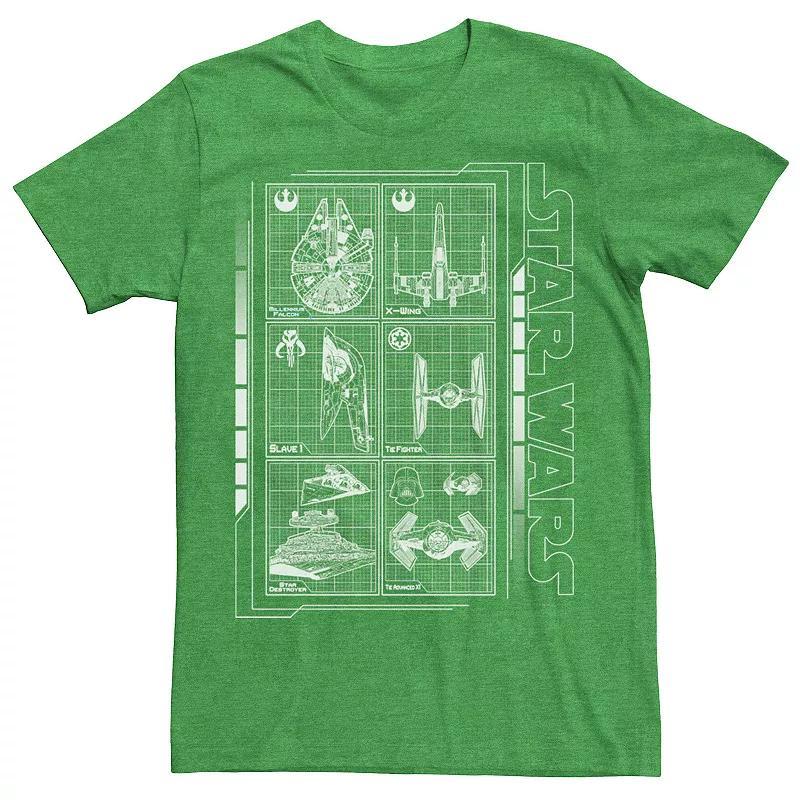 Men's Star Wars Battle Ships Schematic Tee, Size: 3XL, Kelly Product Image