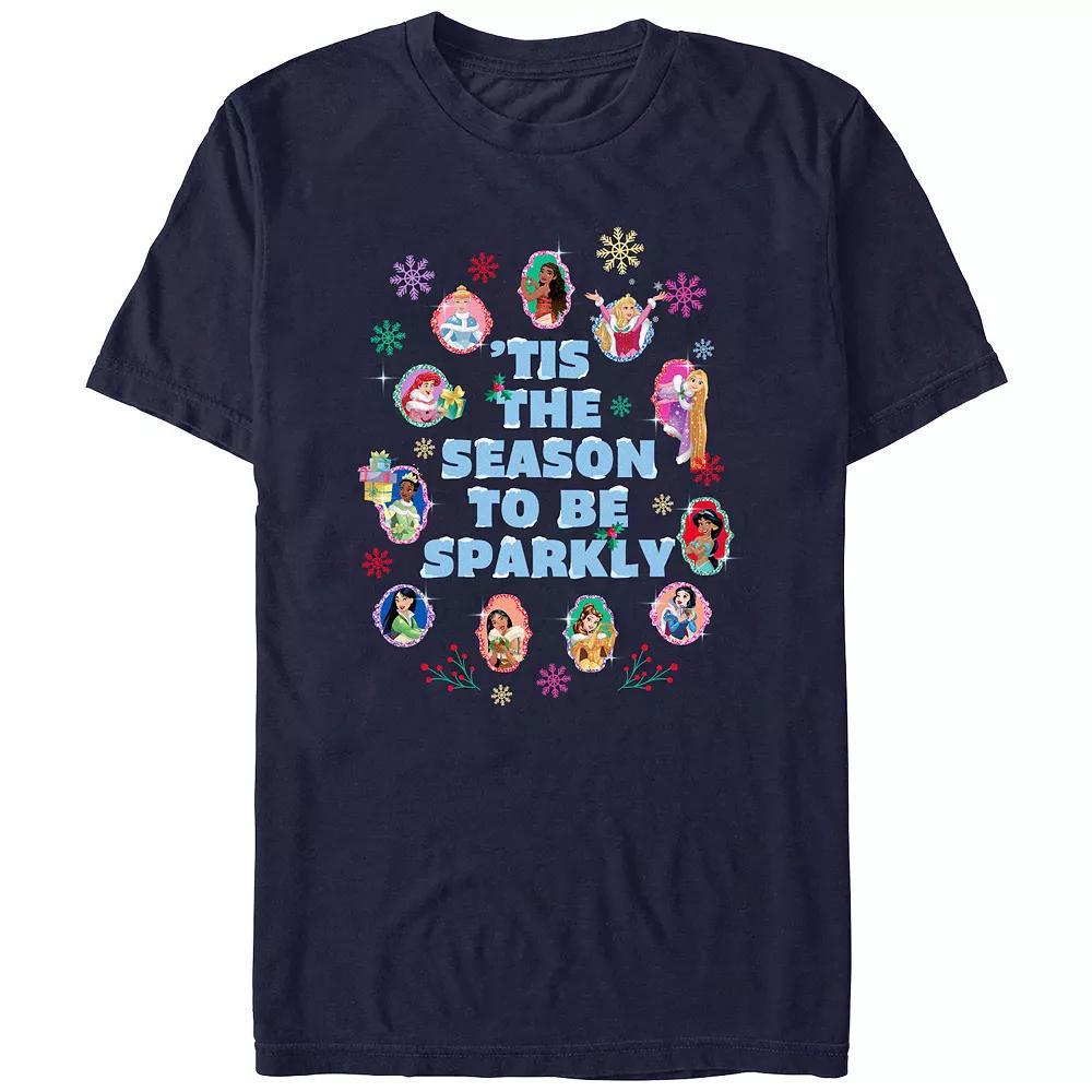Disney Princess 'Tis The Season To Be Sparkly Men's Graphic Tee, Size: XS, Blue Product Image
