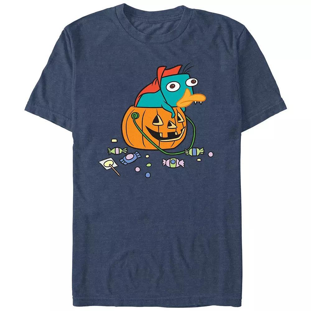 Men's Phineas And Ferb Perry Vampire Graphic Tee, Size: XXL, Navy Grey Product Image