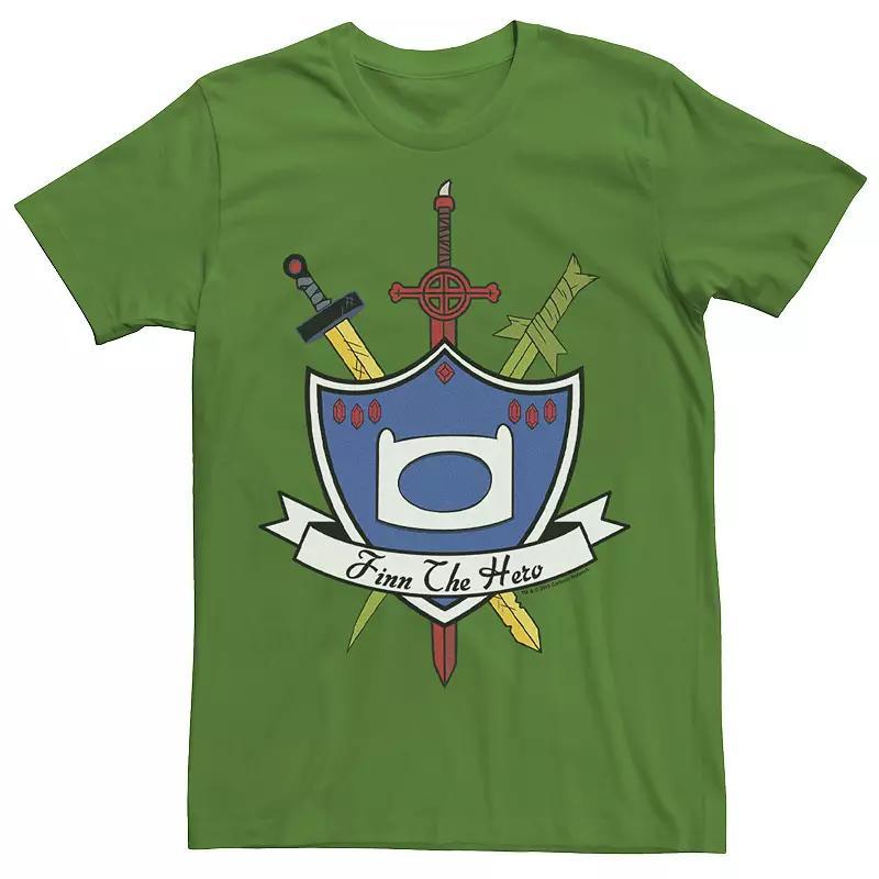 Men's Adventure Time Finn The Hero Sword And Shield Banner Tee, Size: 3XL, Athletic Grey Product Image