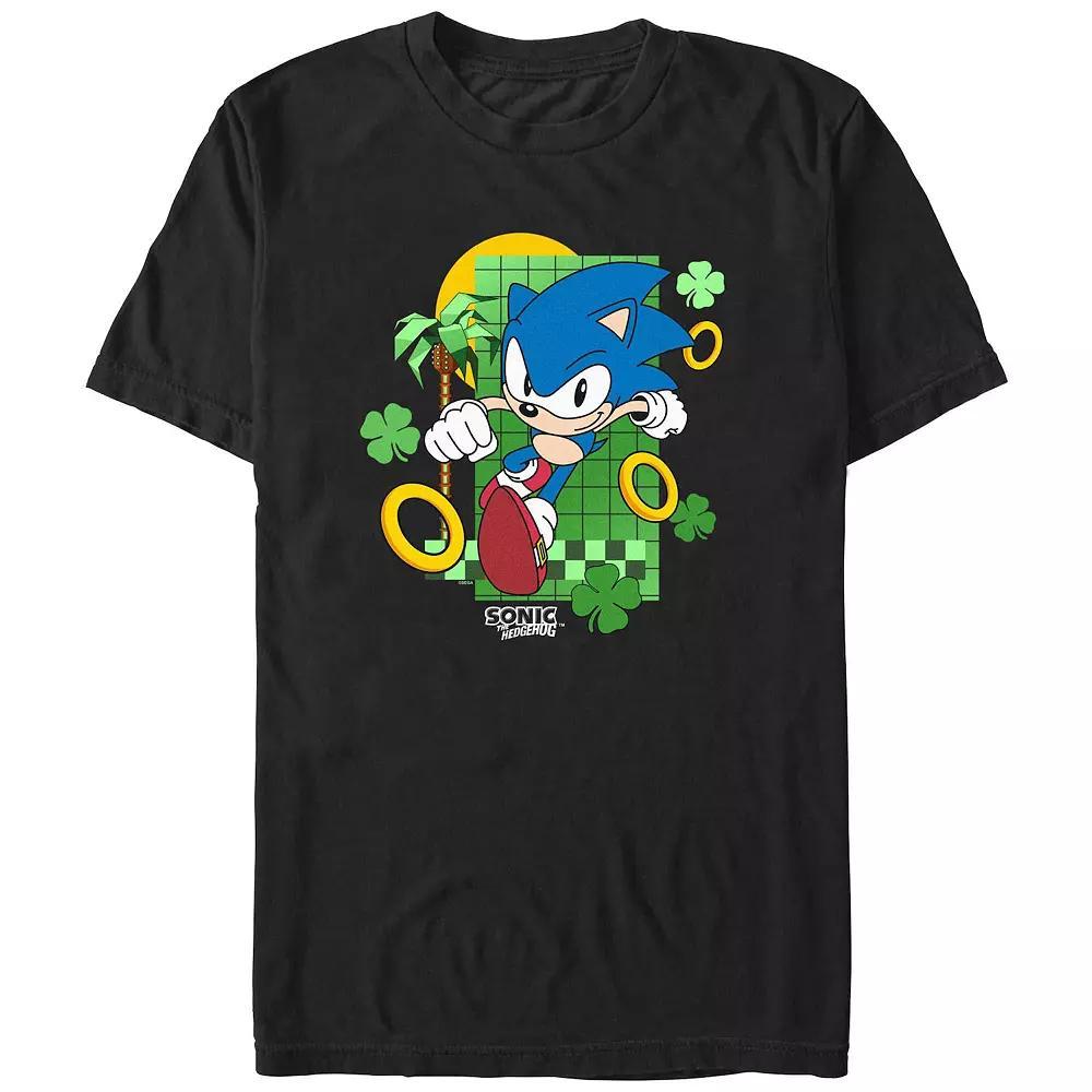 Men's Sonic The Hedgehog Running Rings Graphic Tee, Size: 3XB, Black Product Image