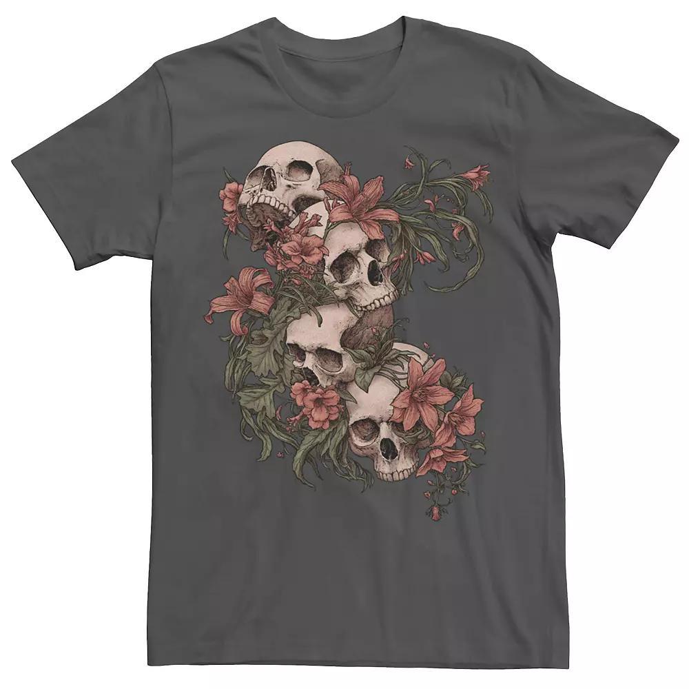 Men's Garden of Skulls Flowers Graphic Tee, Size: Small, Athletic Grey Product Image