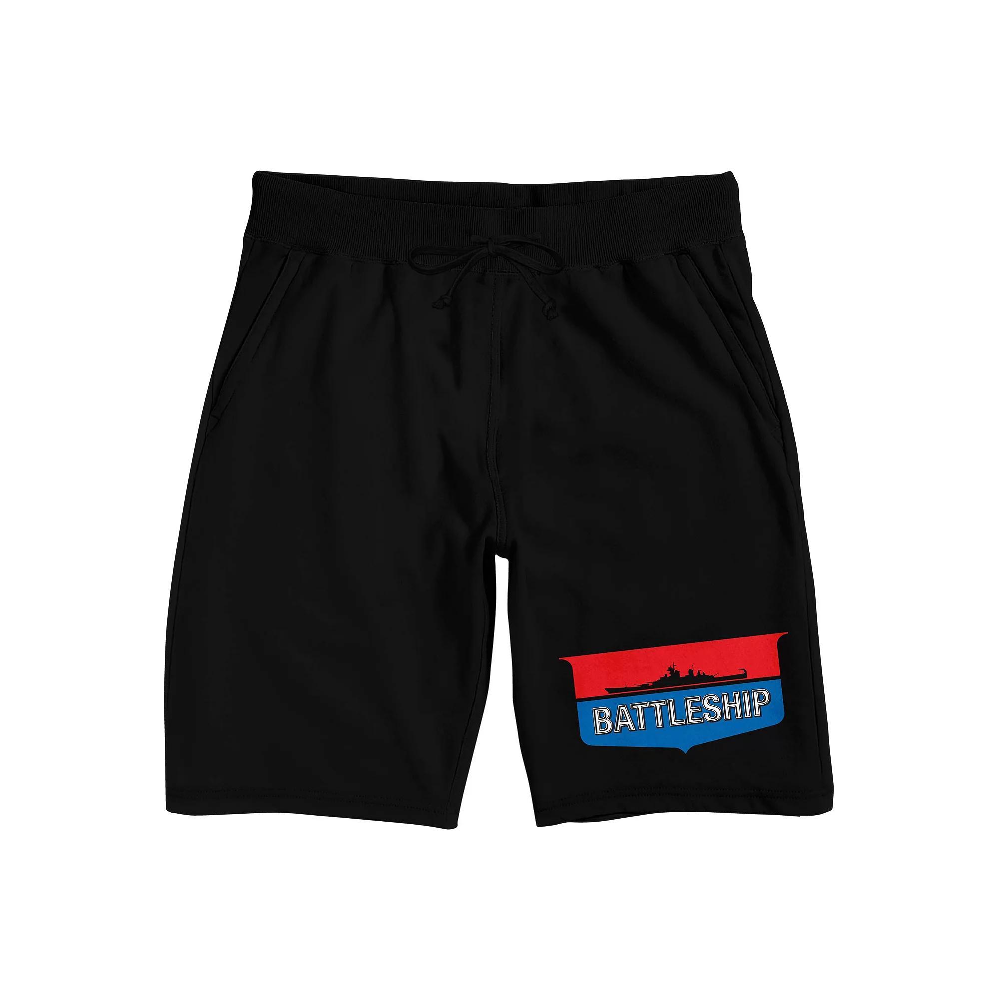 Men's Battleship Shield Logo Sleep Shorts, Size: XXL, Black Product Image