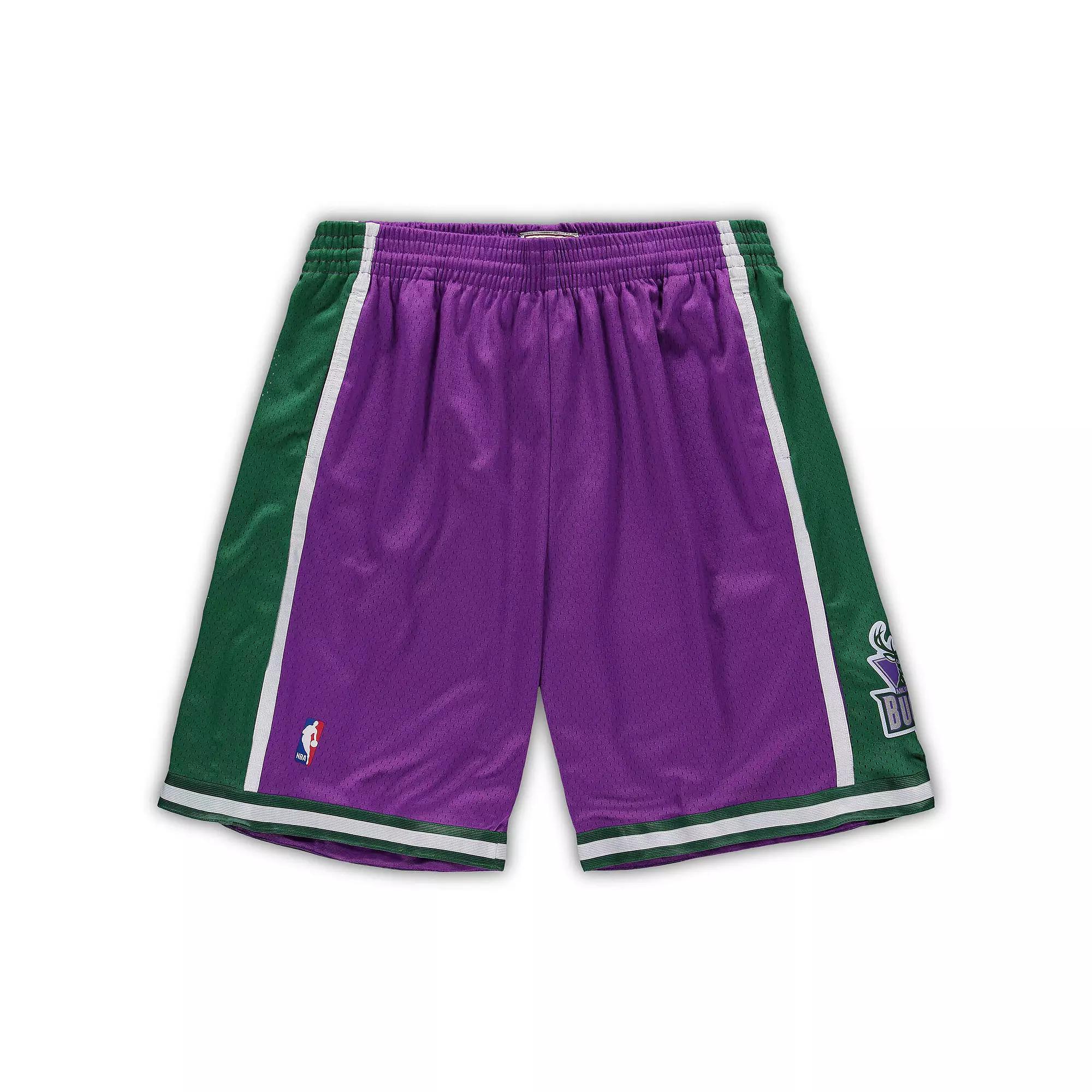 Men's Mitchell & Ness Purple Milwaukee Bucks Big & Tall Hardwood Classics Team Swingman Shorts, Size: 3XB Product Image