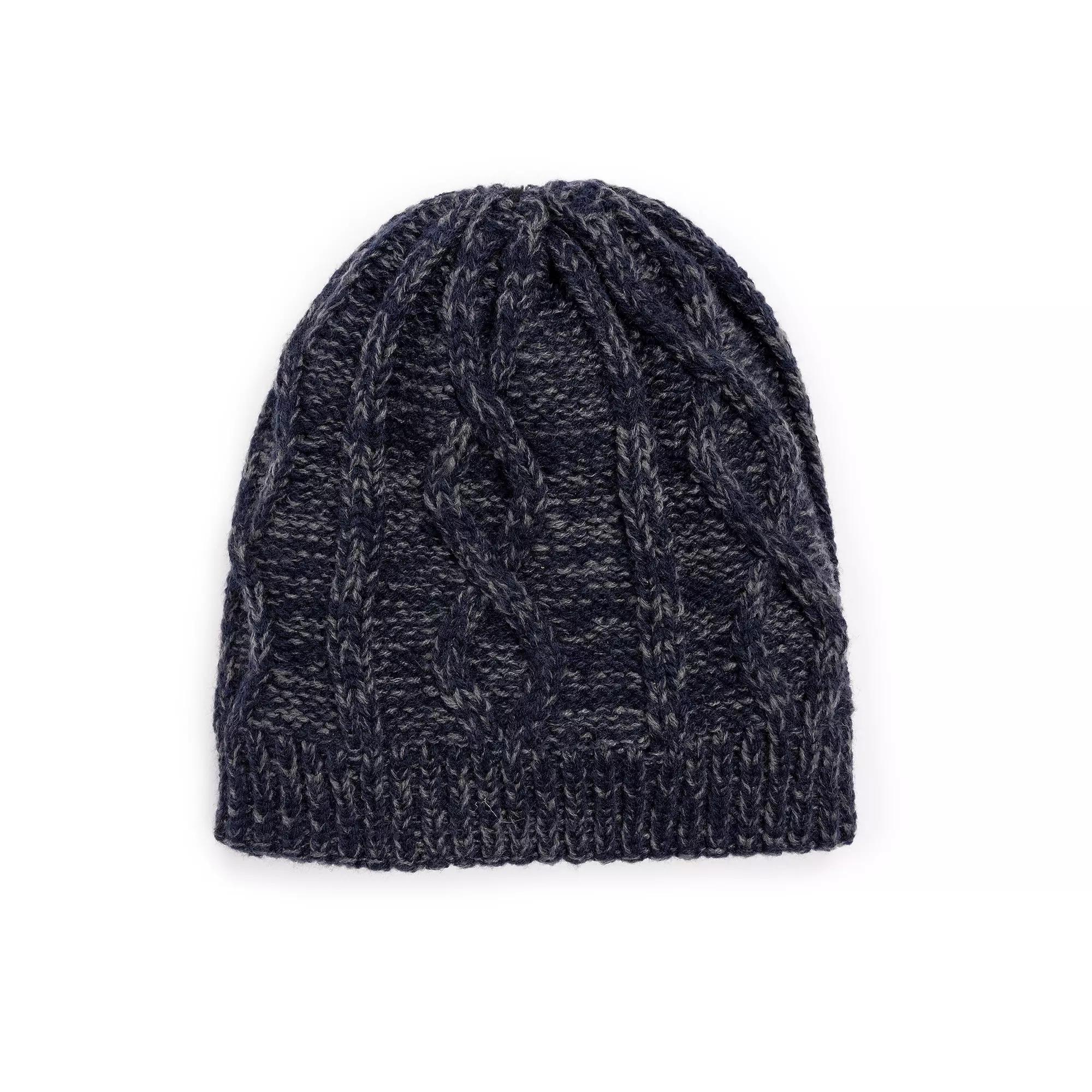 Men's MUK LUKS Cable Knit Heat Retainer Beanie, Navy Blue Product Image
