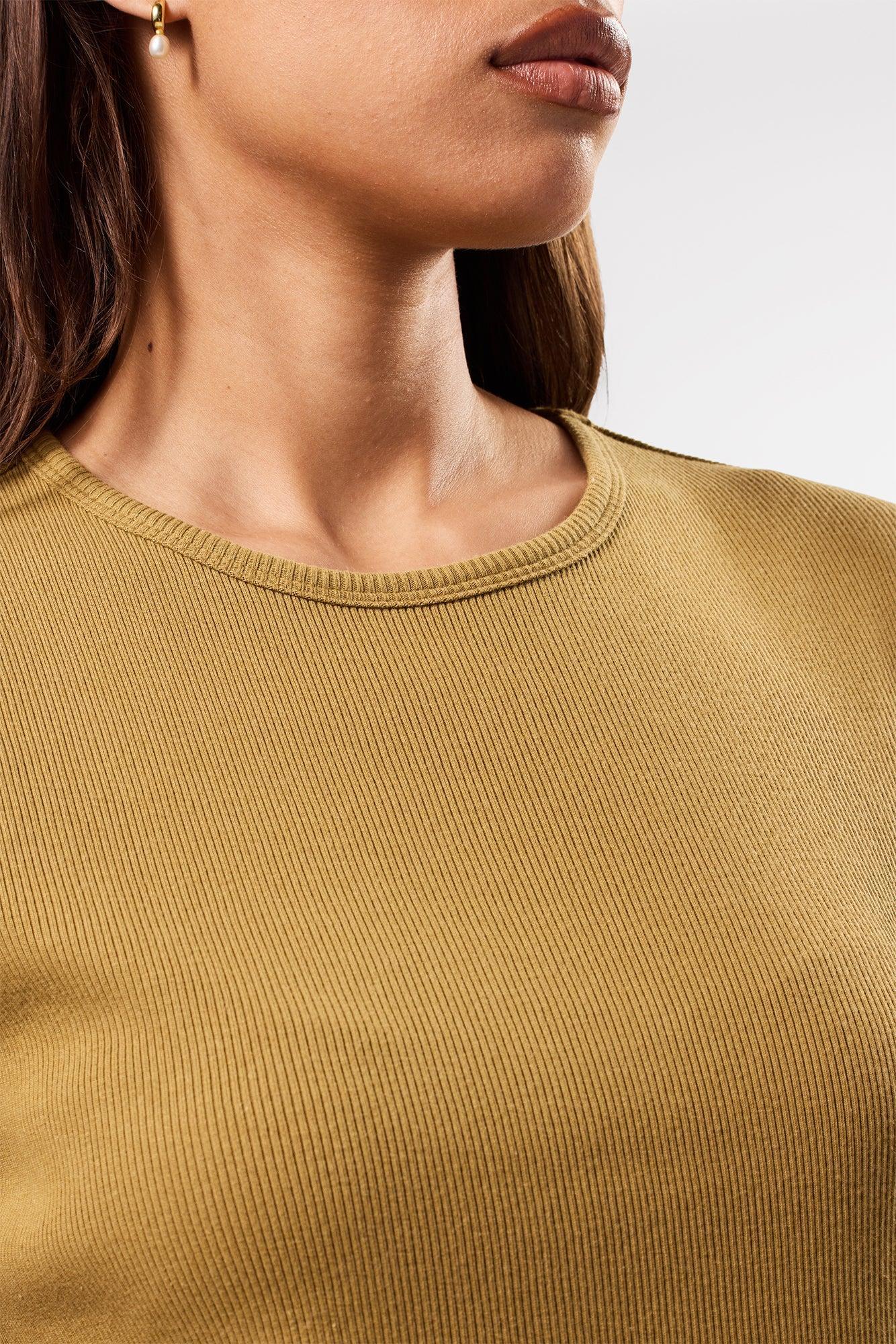 Eleanor Organic Cotton Modal Rib Tee - Elm Product Image