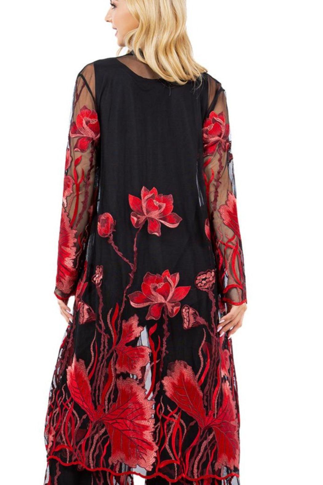 Black Mesh Duster with Flowers Product Image