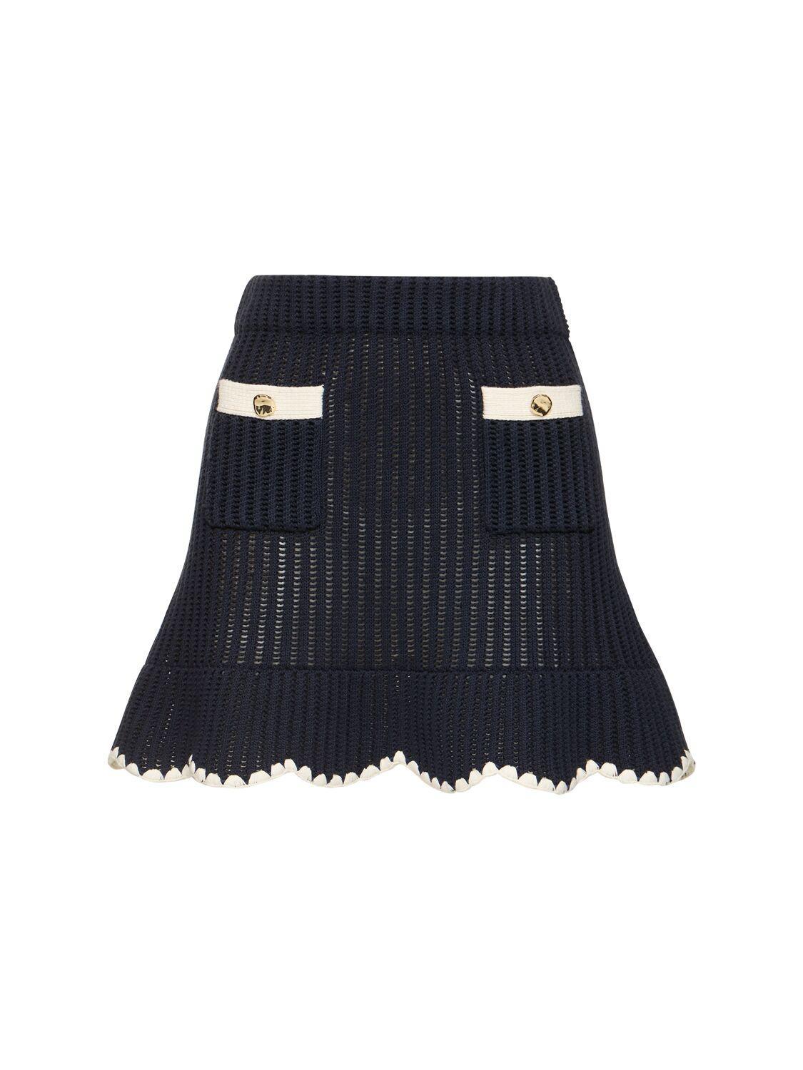 Crochet Trim Mini Skirt In Navy Product Image