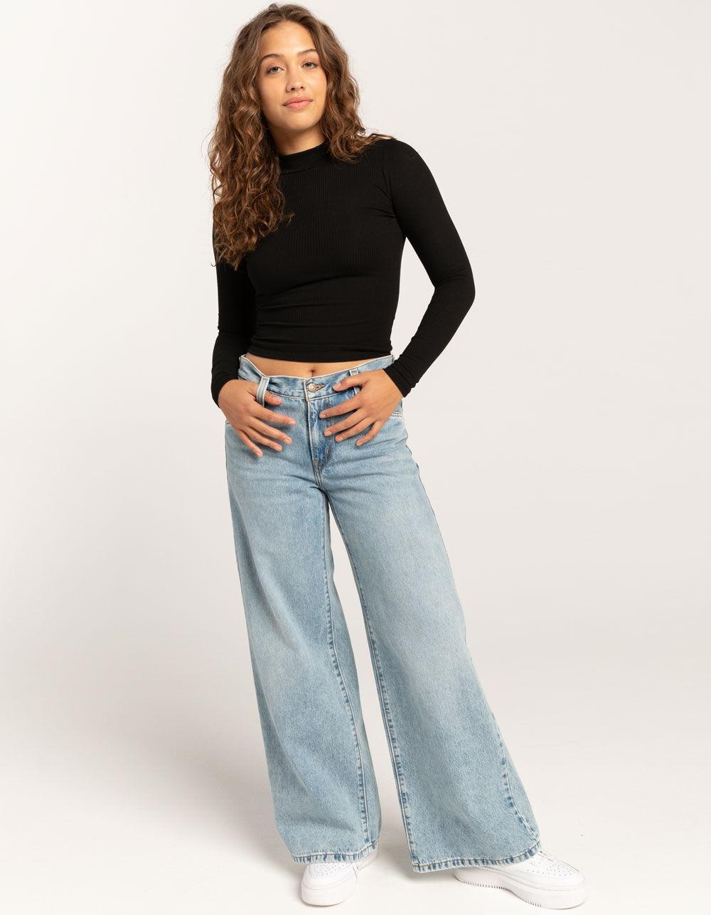TILLYS Mock Neck Womens Long Sleeve Tee - ROSE Product Image